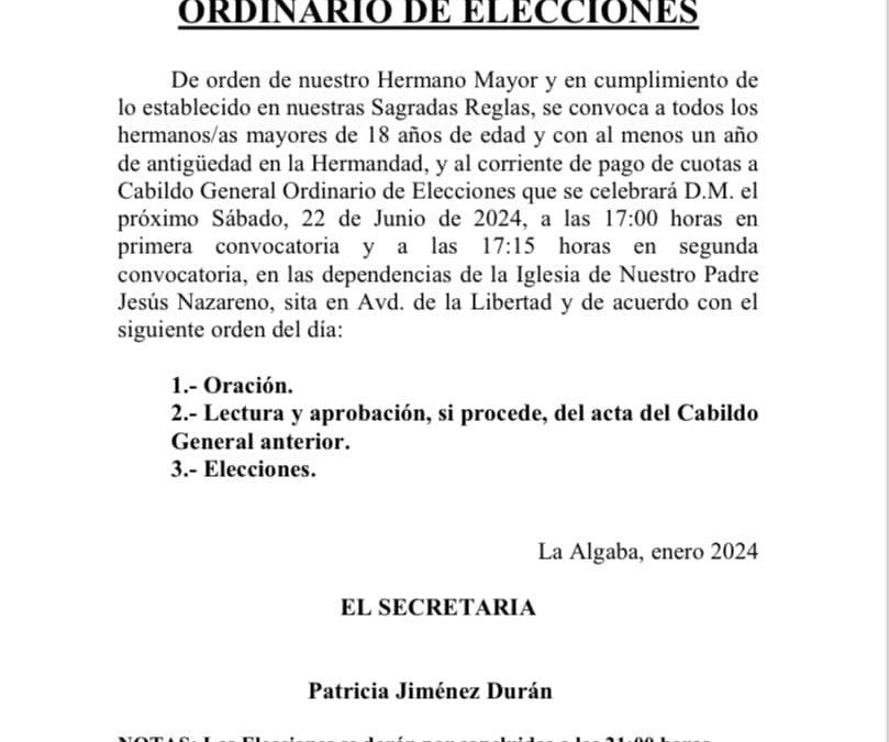 CABILDO GENERAL ORDINARIO DE ELECCIONES